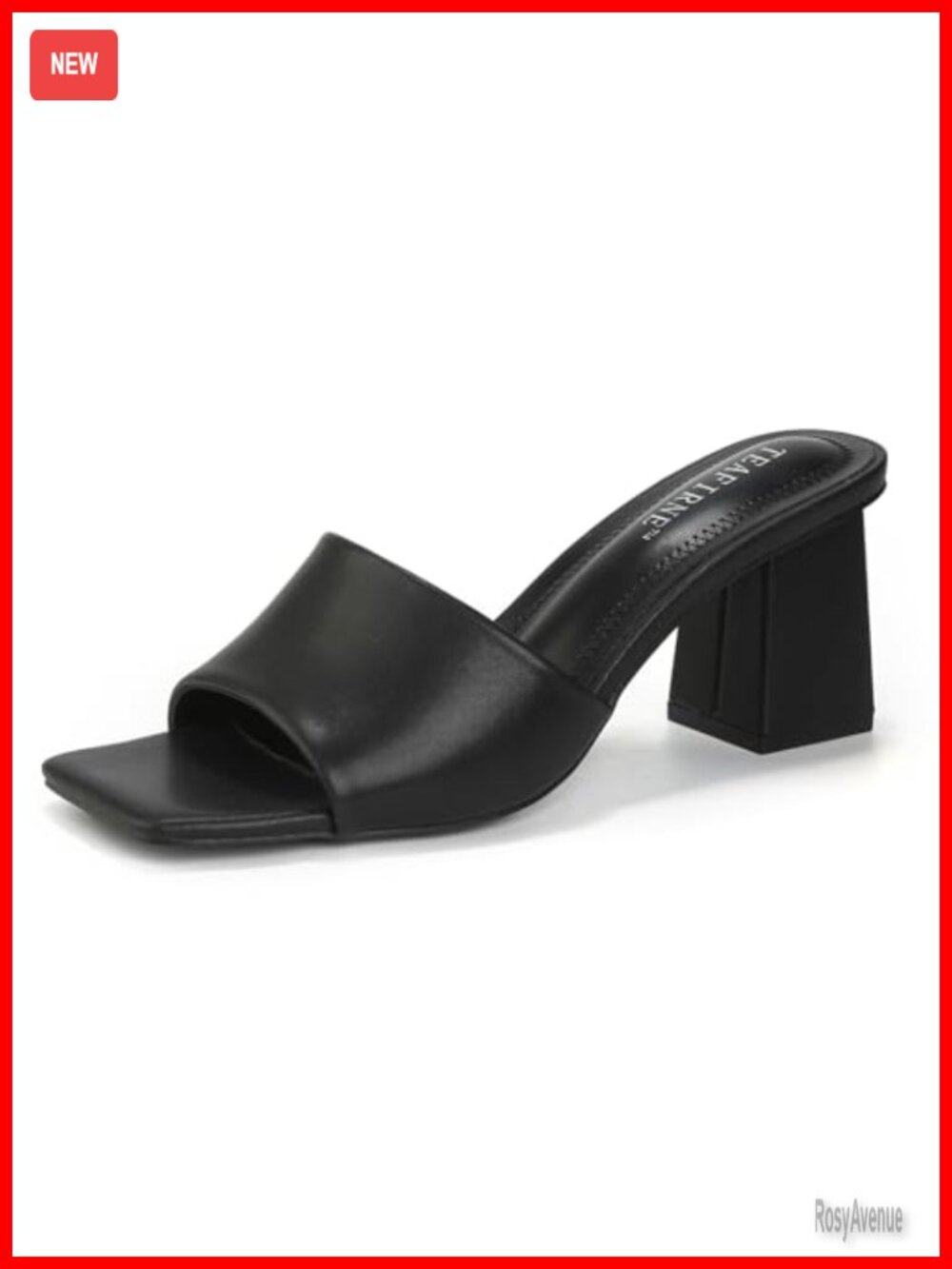 Women's Square Toe Block Heel Mule Sandals Slip On Comfort